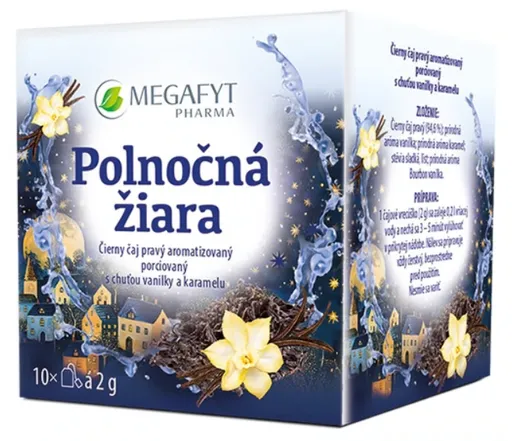 MEGAFYT Polnočná žiara čierny čaj s chuťou vanilky a karamelu porciovaný 10x2g