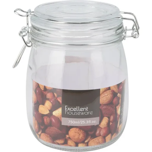 Excellent Houseware Pohár s klipom a skleneným vekom 750 ml