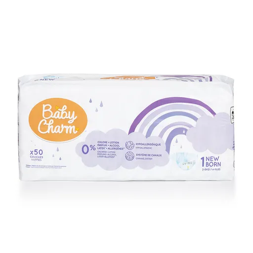 BABY CHARM Super Dry Flex Newborn veľ. 1 plienky 2-5 kg ​​50 ks