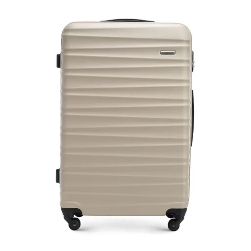 Veľký ABS kufor s rebrovaním, béžový 56-3A-313-86
