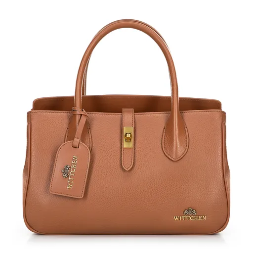 Puzdro z prírodnej kože so strapcom a prackou hnedé 100-4E-227-5