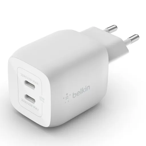 Belkin BOOST CHARGE™ Duálna 45W USB-C Power Delivery GaN PPS nástenná nabíjačka, biela