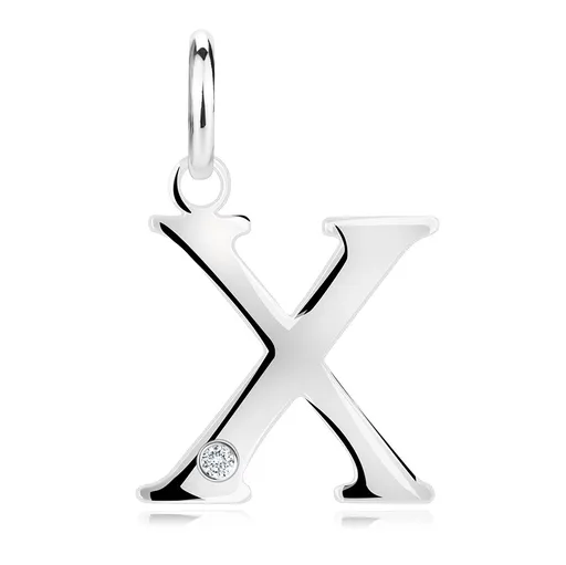 Diamantový prívesok zo striebra 925 - veľké písmeno X, okrúhly briliant