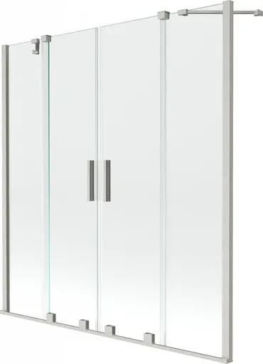 MEXEN/S - Velar Duo dvojkrídlová posuvná vaňová zástena 150 x 150, transparent, nikel kartáčovaný 896-150-000-02-97