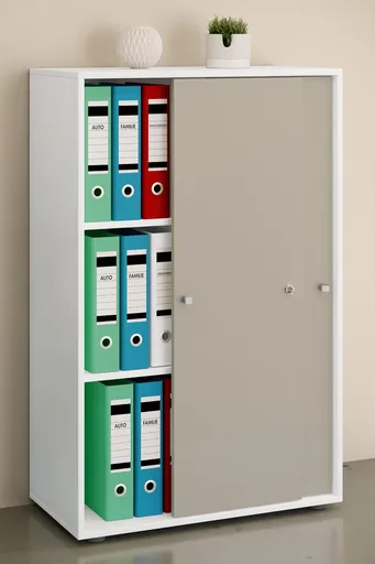 VCM Kancelářská skříň Lona XL s posuvnými dveřmi, bílá