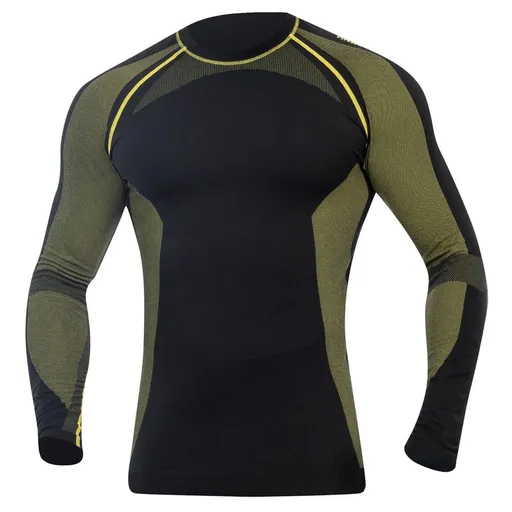 Ardon Bezšvové funkčné pánske tričko s dlhým rukávom AKREC - Čierna / žltá | 2XL