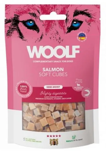 Woolf Dog Soft Cubes losos, maškrta pre psy 100g
