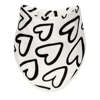 T-TOMI BIO Bambusový podbradník Black hearts (8594166549500)