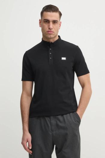 Polo tričko Karl Lagerfeld pánske, čierna farba, s nášivkou, 551221.745089