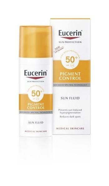 Eucerin Emulzia na opaľovanie na tvár s depigmentačním účinkom Pigment Control SPF 50+ (Pigment Control Sun Fluid) 50 ml