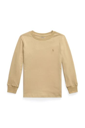 Bavlnené tričko s dlhým rukávom Polo Ralph Lauren béžová farba, 322854677097