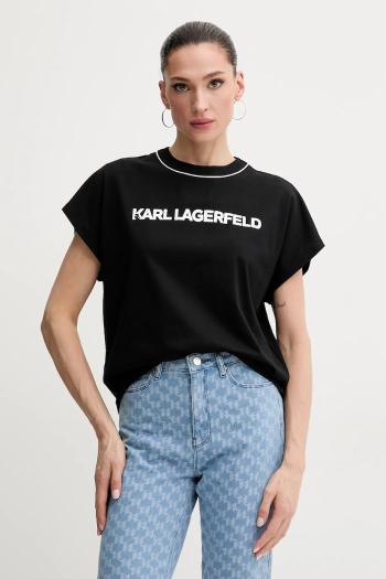 Bavlnené tričko Karl Lagerfeld dámske, čierna farba, A2W17109