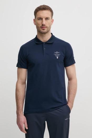 Polo tričko Aeronautica Militare pánske, tmavomodrá farba, s nášivkou, PO1845J674