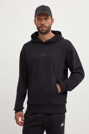 Bavlnená mikina adidas All SZN pánska, čierna farba, s kapucňou, s nášivkou, IX1248