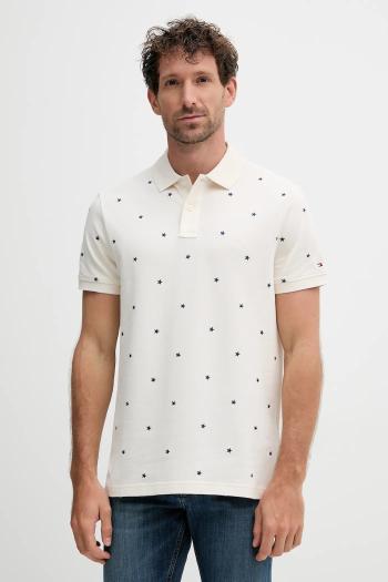 Polo tričko Tommy Hilfiger pánske, béžová farba, s nášivkou, MW0MW39835