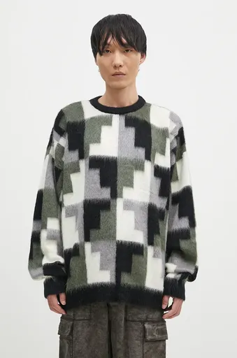 Sveter s mohérovým nádychom Marcelo Burlon AOP Damier Cross Knit Crew