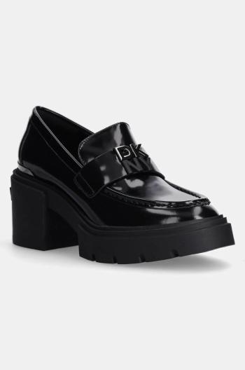 Kožené lodičky Dkny Texas čierna farba, na podpätku, K4455786