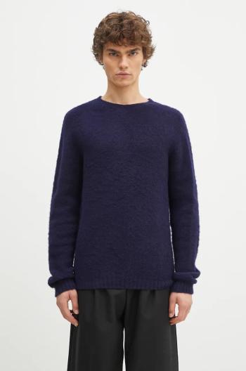 Vlnený sveter Norse Projects Birnir Brushed Lambswool pánsky, tmavomodrá farba, teplý, N45.0520.7004