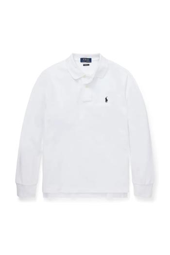 Detská bavlnená košeľa s dlhým rukávom Polo Ralph Lauren biela farba, jednofarebná, 323708858013