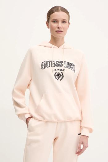 Mikina Guess MARGARET dámska, béžová farba, s kapucňou, s nášivkou, V5RQ02 KCLD1