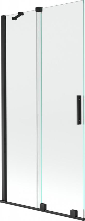 MEXEN/S - Velar Dvojkrídlová posuvná vaňová zástena 95 x 150, transparent, čierna 896-095-000-01-70