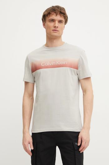 Bavlnené tričko Calvin Klein pánske, béžová farba, s potlačou, K10K114163