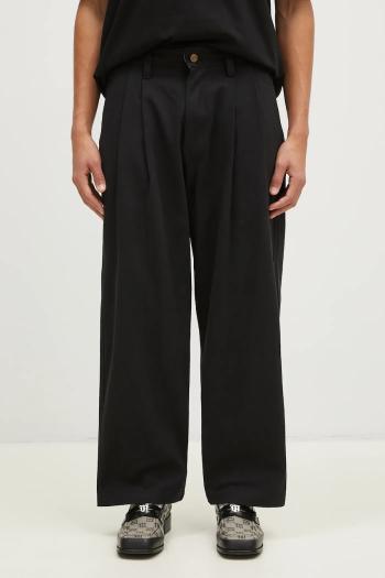 Bavlnené nohavice Butter Goods Pleated Trousers čierna farba, strih chinos, BG243717