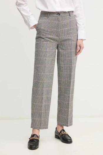 Vlnené nohavice Pepe Jeans FLORINE šedá farba, rovné, vysoký pás, PL211799