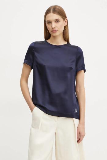 Hodvábna blúzka Marciano Guess DENISE tmavomodrá farba, s nášivkou, 4YGH07 7117A