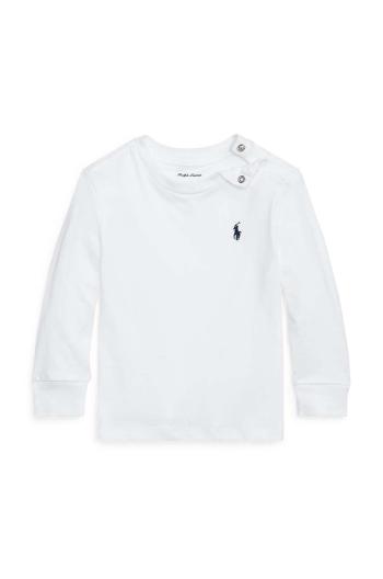 Detské bavlnené tričko s dlhým rukávom Polo Ralph Lauren biela farba, jednofarebné, 320843804004