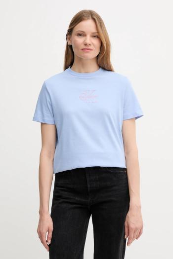 Bavlnené tričko Calvin Klein Jeans dámske, fialová farba, LV047C863G