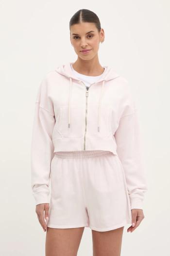 Bavlnená mikina Dkny dámska, ružová farba, s kapucňou, jednofarebná, DP5J9578