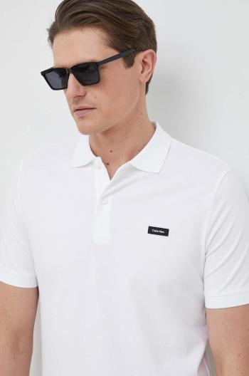 Polo tričko Calvin Klein pánske,biela farba,jednofarebné,K10K111196