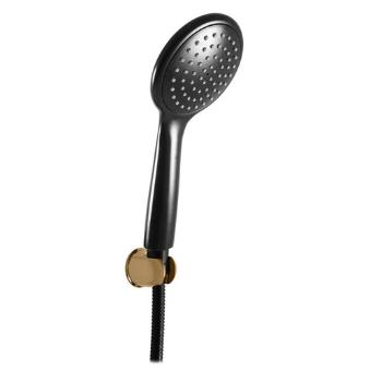 Sprchový set RAV SLEZÁK s držiakom sprchy a sprchovou hadicou čierna matná/zlato SK0145CMATZ