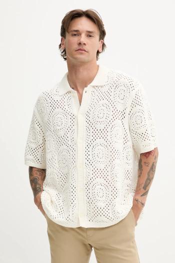 Bavlnený kardigán Levi's SWEATER CAMP SHIRT béžová farba, 0013G