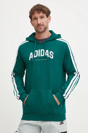 Mikina adidas Collegiate pánska, zelená farba, s kapucňou, s potlačou, JV6506