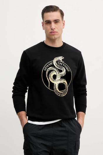 Bavlnená mikina Armani Exchange pánska, čierna farba, s potlačou, XM000216 AF10830