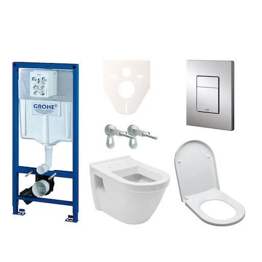 Cenovo zvýhodnený závesný WC set GROHE do ľahkých stien / predstenová montáž + WC Vitra Integra vr. sedátka 38528SET-KH