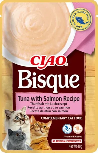 Inaba CIAO Bisque Cat kapsička pre mačky, tuniak s lososom 40g
