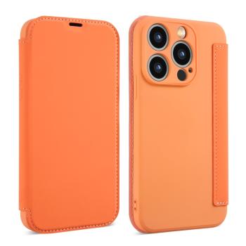 SOFTY Zaklápací obal pre Apple iPhone 15 Pro oranžový