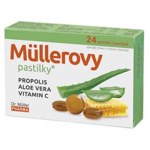 DR. MÜLLER Müllerove pastilky s propolisom a Aloe vera 24 ks