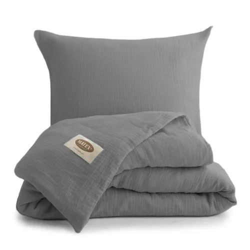 MATEX Mušelínové obliečky tmavosivá, 140 x 200 cm, 70 x 90 cm