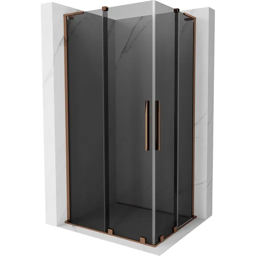 MEXEN/S - Velar L Duo sprchovací kút, posuvné dvere 100 x 90, grafit, ružové zlato 871-100-090-02-43-60
