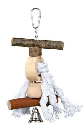 TRIXIE Toy with chain hračka z prírodného dreva pre malé papagáje 20cm