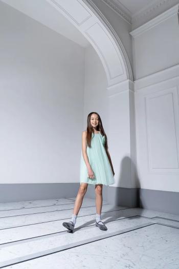 Šaty Coccodrillo tyrkysová farba, mini, áčkový strih, ELEGANT JUNIOR GIRL