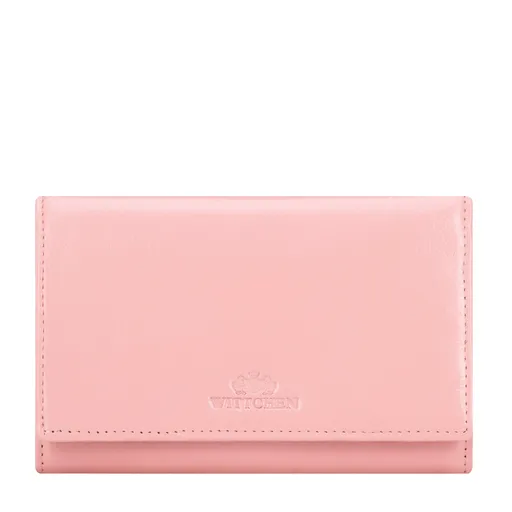 Dámska kožená peňaženka s vreckom na sponu ružová 21-1-081-RL