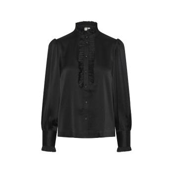 Y.a.s  YAS Frilla Shirt L/S - Black  Blúzka Čierna