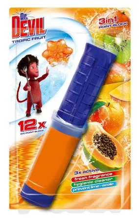 Dr.Devil WC gél bodový blok 3v1 Tropic Fruit 75ml