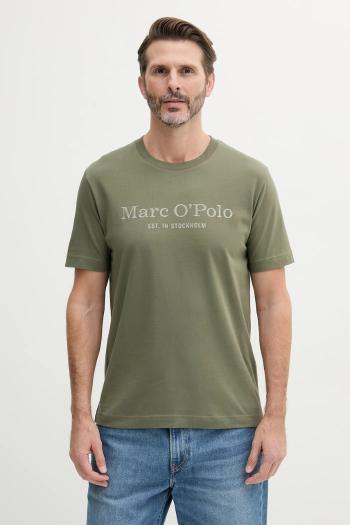 Bavlnené tričko Marc O'Polo pánske, zelená farba, s potlačou, 523201251052