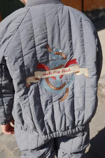 Detská bunda bomber Konges Sløjd JUNO BOMBER JACKET šedá farba, KS102313